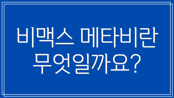 비맥스 메타비란 무엇일까요?