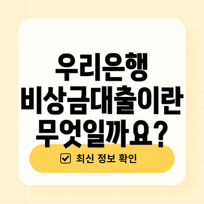우리은행 비상금대출이란 무엇일까요?