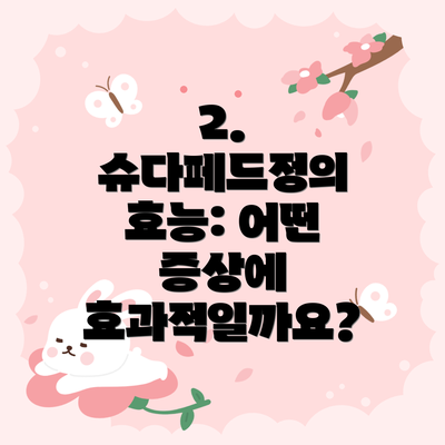 2. 슈다페드정의 효능: 어떤 증상에 효과적일까요?