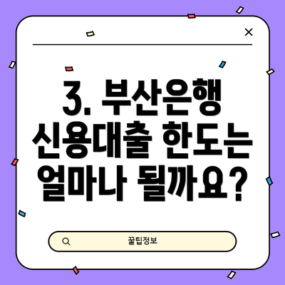 3. 부산은행 신용대출 한도는 얼마나 될까요?
