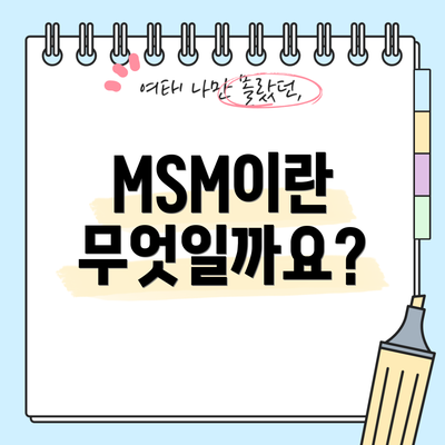 MSM이란 무엇일까요?