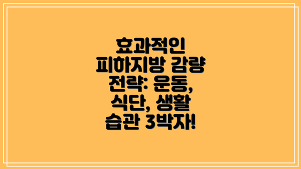 효과적인 피하지방 감량 전략: 운동, 식단, 생활 습관 3박자!