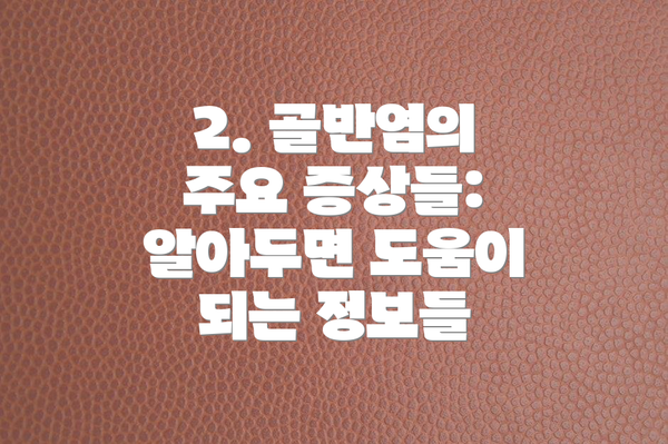 2. 골반염의 주요 증상들: 알아두면 도움이 되는 정보들