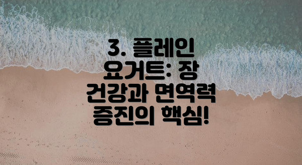 3. 플레인 요거트: 장 건강과 면역력 증진의 핵심!