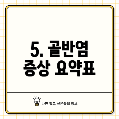 5. 골반염 증상 요약표