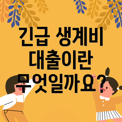 긴급 생계비 대출이란 무엇일까요?