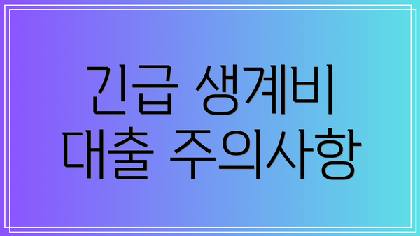 긴급 생계비 대출 주의사항