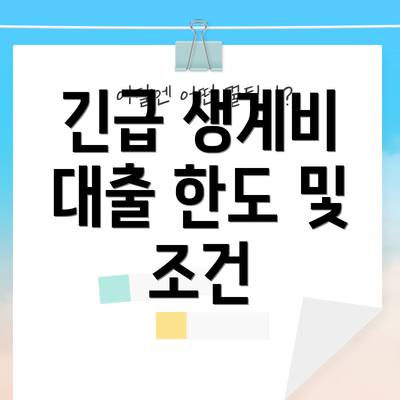 긴급 생계비 대출 한도 및 조건