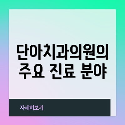 단아치과의원의 주요 진료 분야