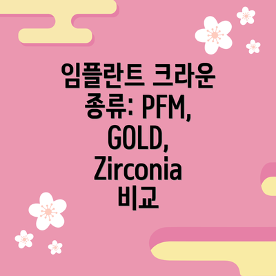 임플란트 크라운 종류: PFM, GOLD, Zirconia 비교