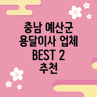충남 예산군 용달이사 업체 BEST 2 추천