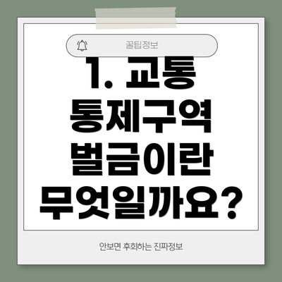 1. 교통 통제구역 벌금이란 무엇일까요?