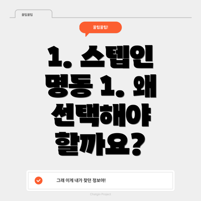 1. 스텝인 명동 1. 왜 선택해야 할까요?