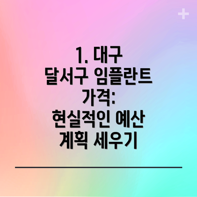 1. 대구 달서구 임플란트 가격:  현실적인 예산 계획 세우기