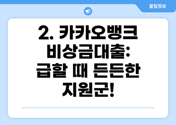 2. 카카오뱅크 비상금대출: 급할 때 든든한 지원군!