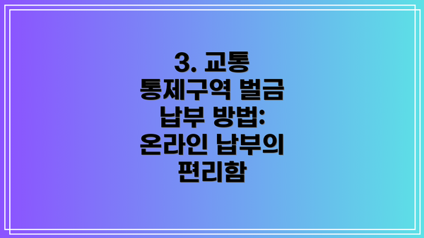 3. 교통 통제구역 벌금 납부 방법: 온라인 납부의 편리함