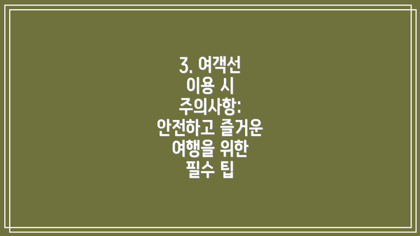 3. 여객선 이용 시 주의사항: 안전하고 즐거운 여행을 위한 필수 팁