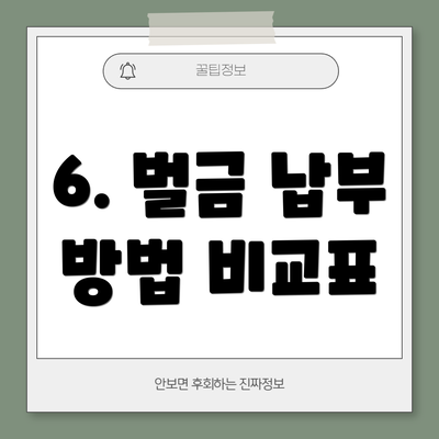 6. 벌금 납부 방법 비교표